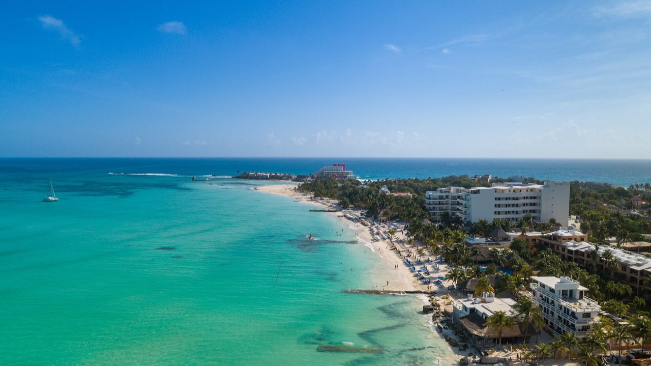 Aerial view of Playa Norte on Isla Mujeres